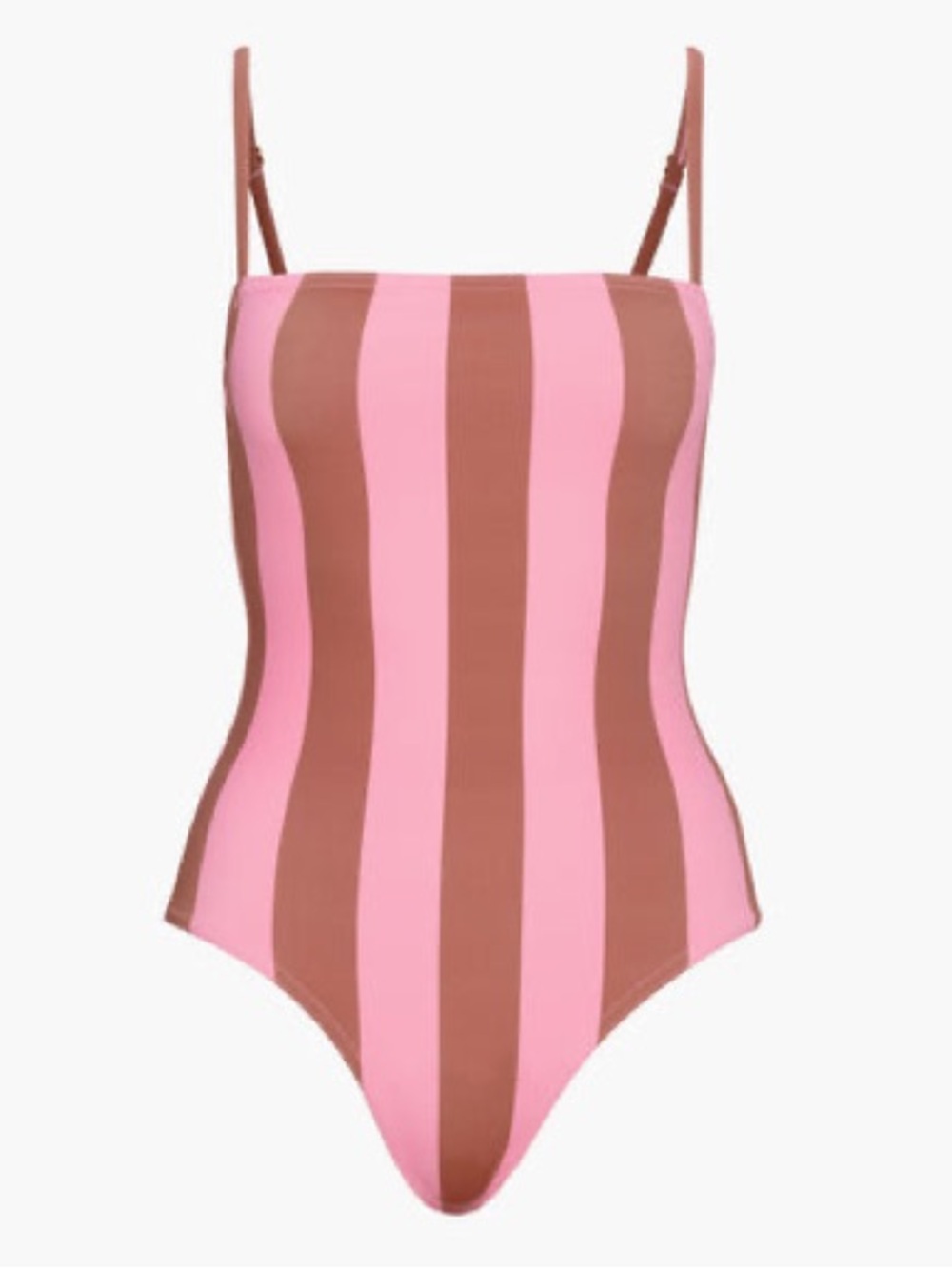 Hill House Pink and Brown Vertical-Stripe One-Piece Swimsuit